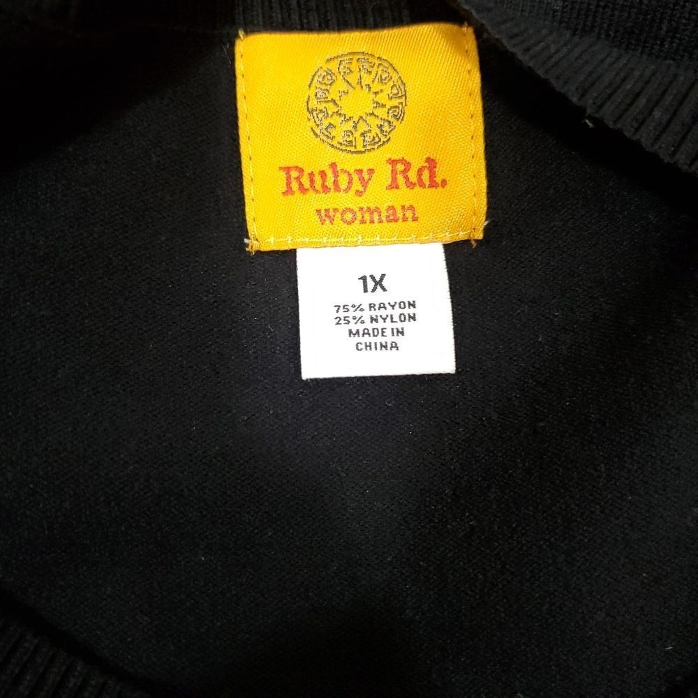 Ruby Rd Jewelled Rayon black Sweater pullover long sleeves plus size 1X - Picture 8 of 8